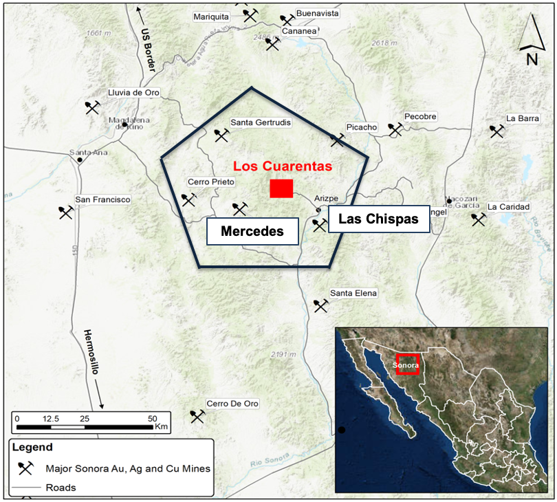 Los Cuarentas Overview map